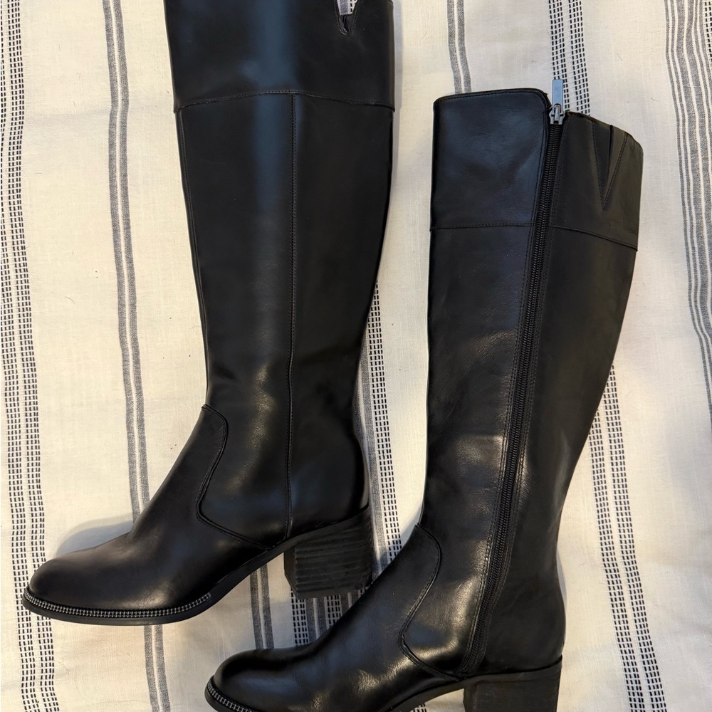 Franco Sarto Black Leather Heeled Boots